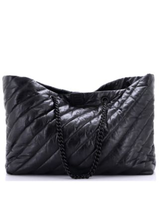 Large Crush Carry All Chain Tote Quilted Leather