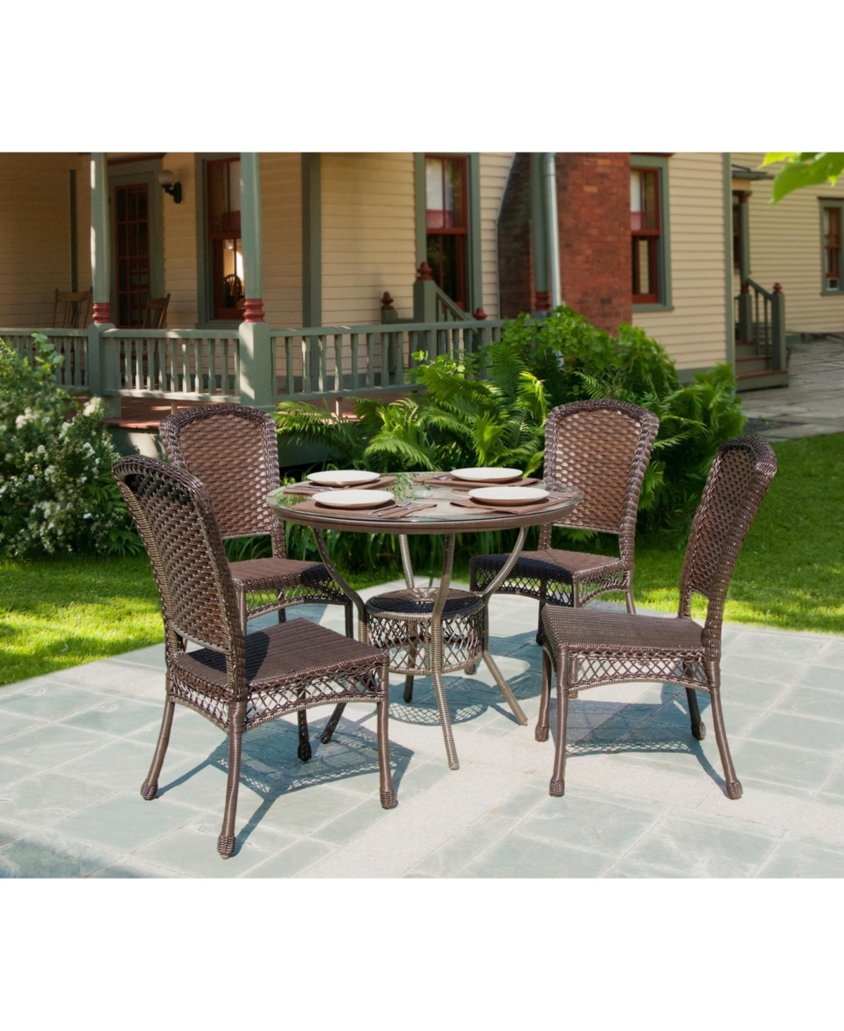 Jiallo 5 Piece Earth Collection Outdoor Garden Patio Dinning Furniture Set