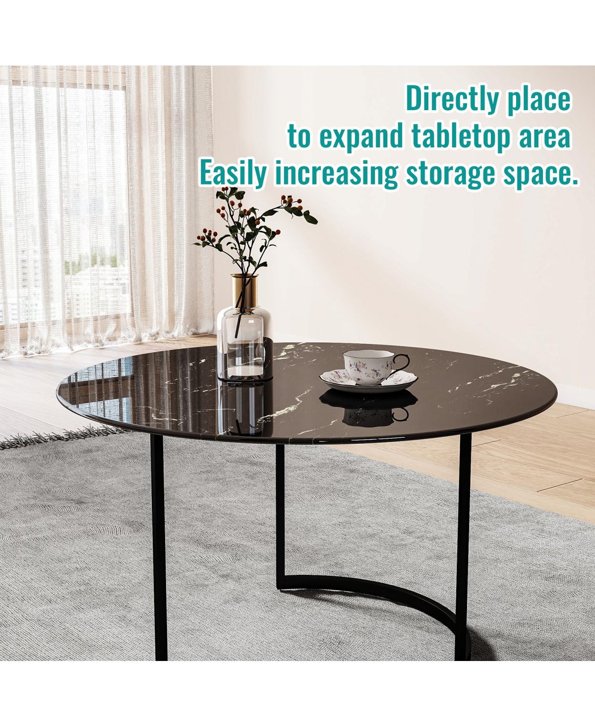 Streamdale Furniture 30'' Round Marble-Design Tempered Glass Table Top for Indoor and Outdoor Use