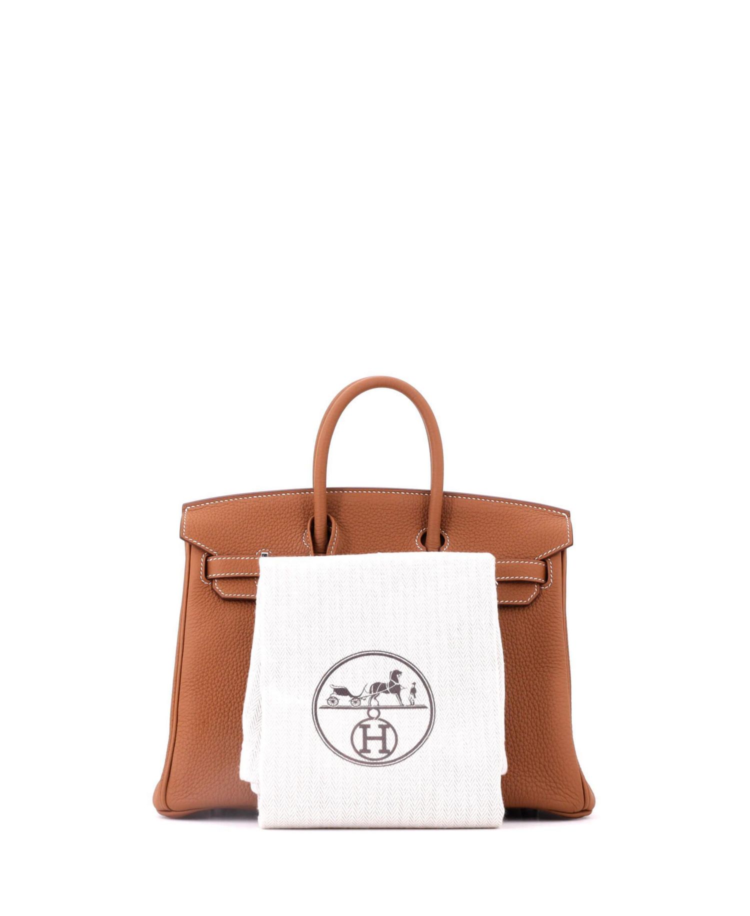 Birkin 25 Handbag Brown Togo with Palladium Hardware