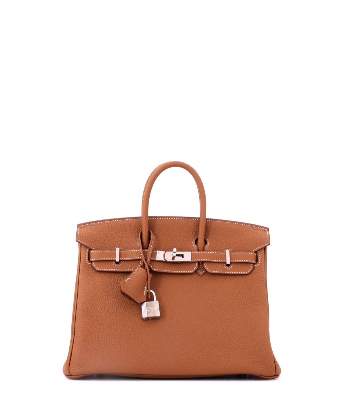 Pre-Owned HERMES Birkin 25 Handbag Brown Togo with Palladium Hardware - Brown