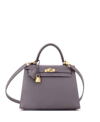 Kelly 25 Handbag Grey Epsom with Gold Hardware
