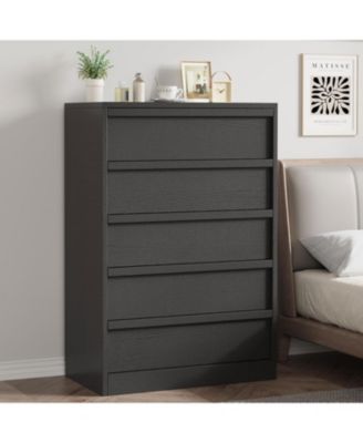 5 Dresser for Bedroom, 43.3" Tall Dresser, Freestanding Horizontal Drawer with Storage, Wooden Closet Chest Storage for Living Room, Hallway