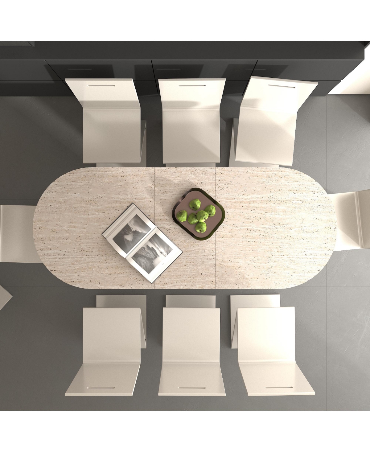 Boyel Living Kitchen extendable dining table for 4-8 people, oval kitchen table with wooden strip base for family living room