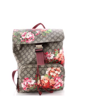 Medium Buckle Backpack Blooms Print GG Coated Canvas