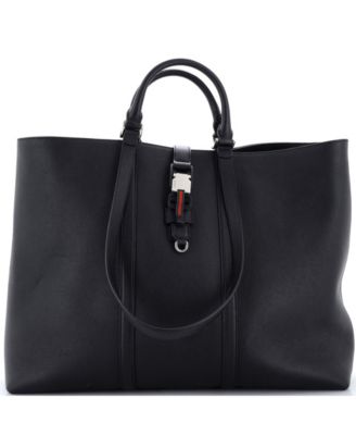 XL Web Buckle Top Handle Tote Leather