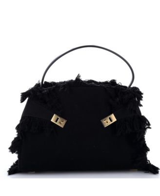 Large Hug Shoulder Bag Fringed Canvas and Leather