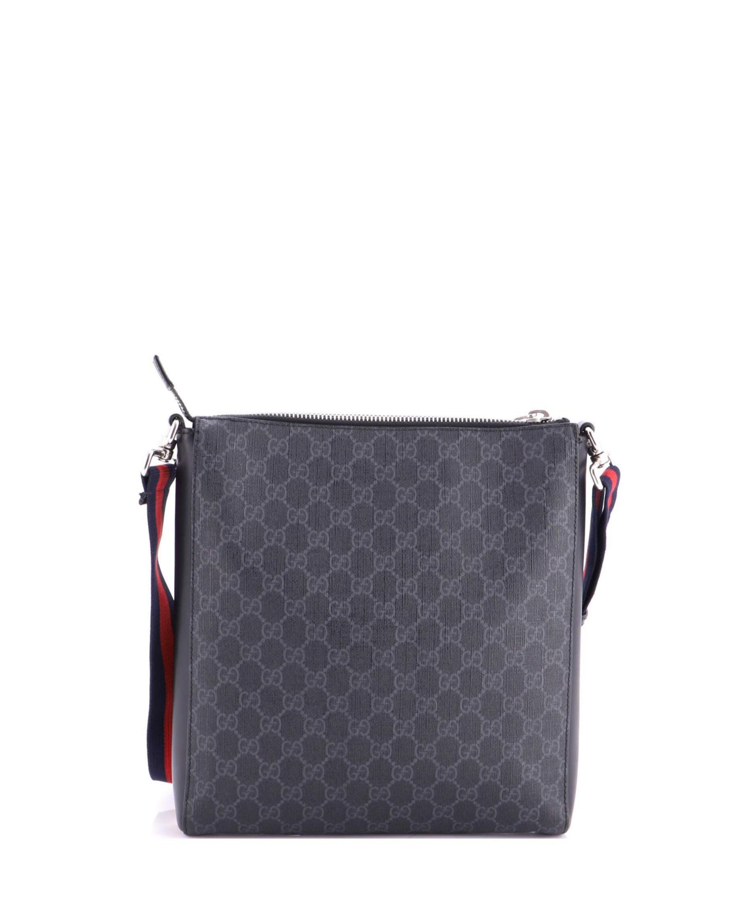 Medium Web Strap Front Zip Messenger Bag GG Coated Canvas