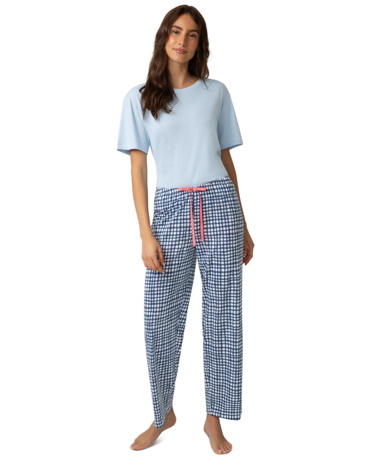 Женские брюки Hue Good Time Gingham, цвет: Синий в мелкую клетку — фото 2