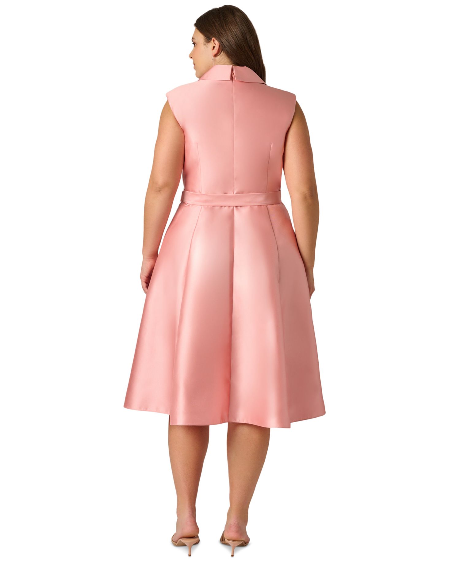 Plus Size Lapel Mikado Knee-Length Dress
