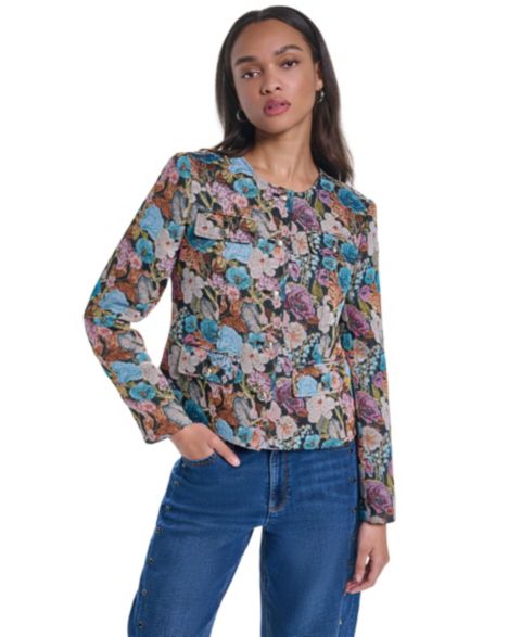 Женские куртки KARL LAGERFELD PARIS Women's Gold-Button Four-Pocket Jacket