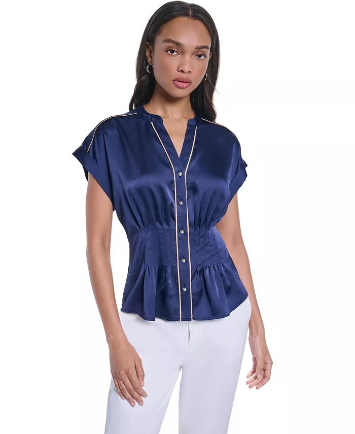 Women's Short-Sleeve Button-Front Blouse - thumbnail 9