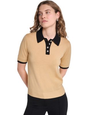 Women's Short-Sleeve Contrast Collar Sweater