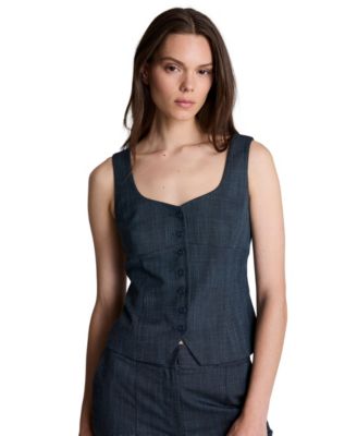 Women's Sleeveless Button-Front Bustier Vest