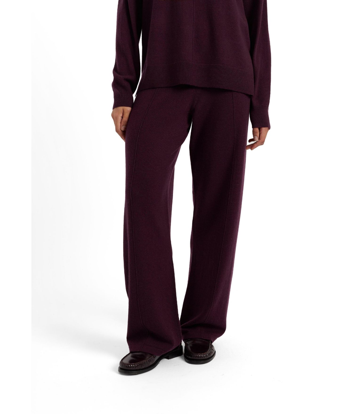 Женские брюки Chinti & Parker Wool and Cashmere Wide Leg Track, цвет: Баклажановый — фото 2