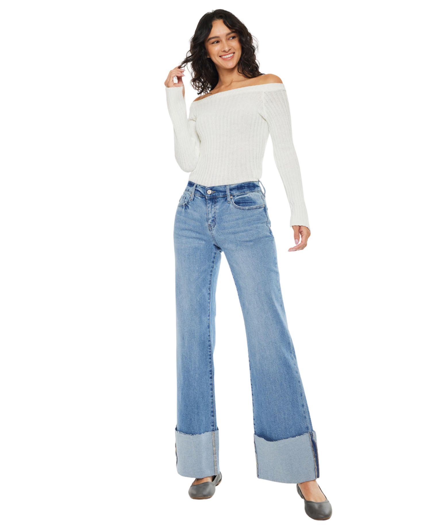 Women's Emma Mid Rise Wide Flare Jeans