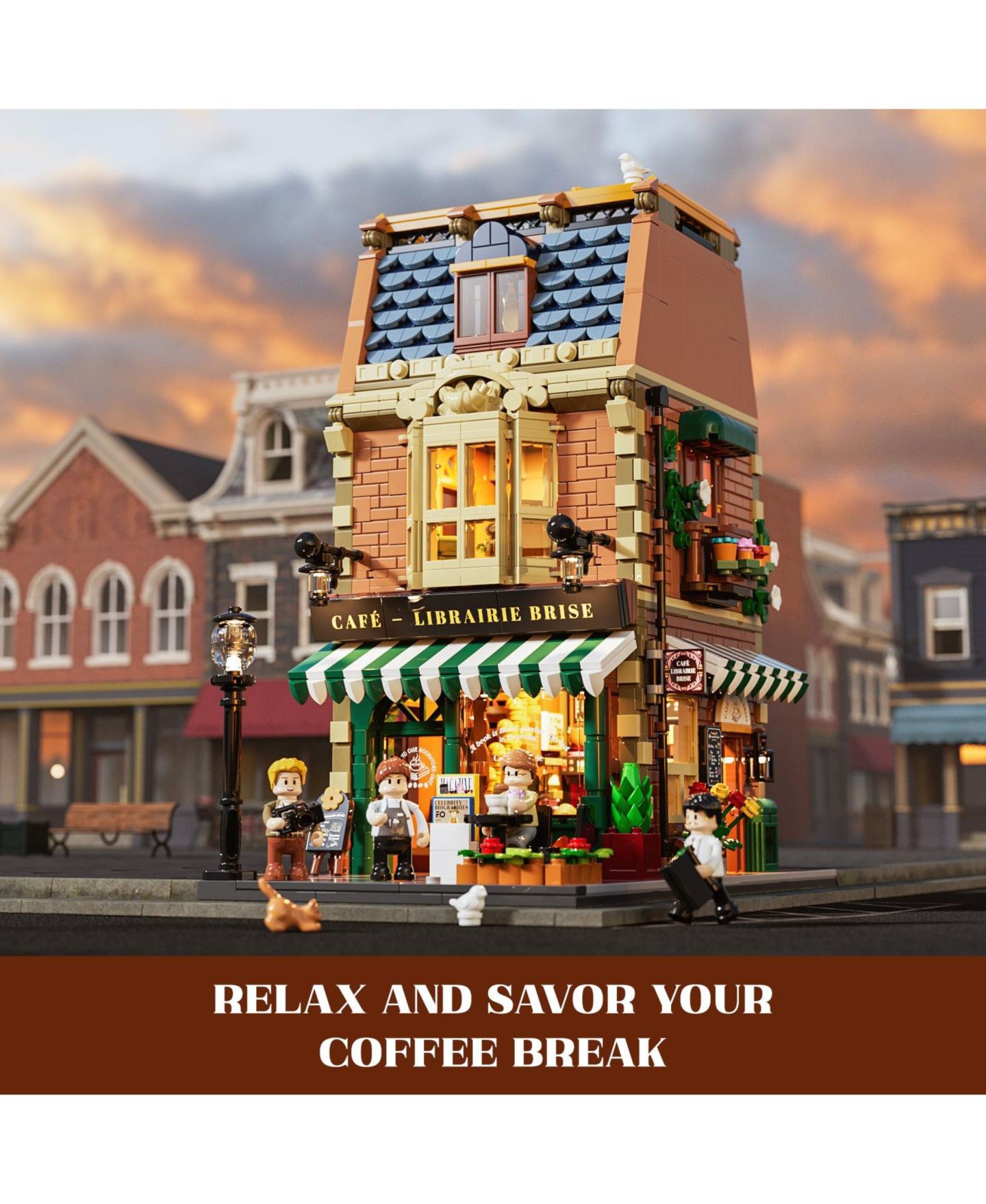 Детский конструктор Lumibricks Book-Cafe 1718-Piece LED Light Building Set, Ages 16+ — фото 4