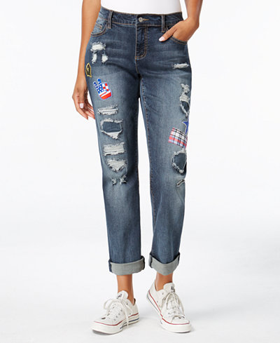 Earl Jeans, A Macy's Exclusive Style Patched Boyfriend Jeans, A Macy's Exclusive Style