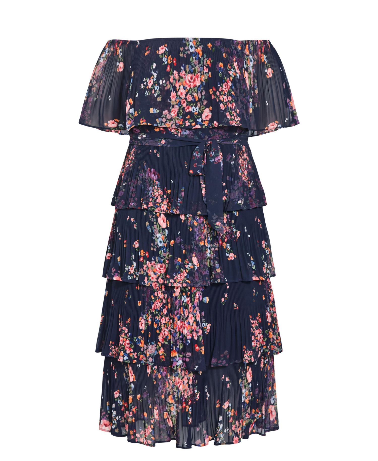Women's Night Garden Print Tier Midi Dress