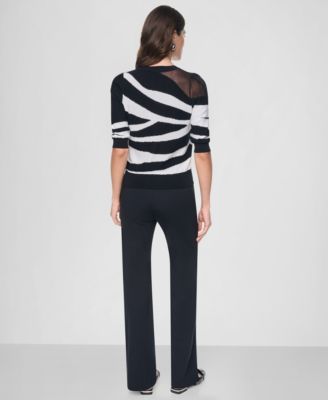 Women's Zebra-Print 3/4-Sleeve Sweater thumbnail 5
