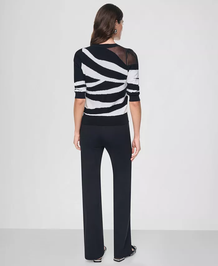 Women's Zebra-Print 3/4-Sleeve Sweater - thumbnail 10
