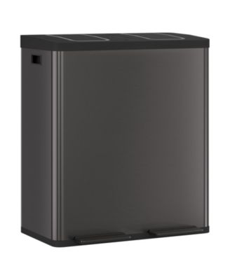 2×10.6-gallon double-bin stainless steel trash can set with a foot pedal and soft-close lid, suitable for kitchens, living rooms, and bedrooms