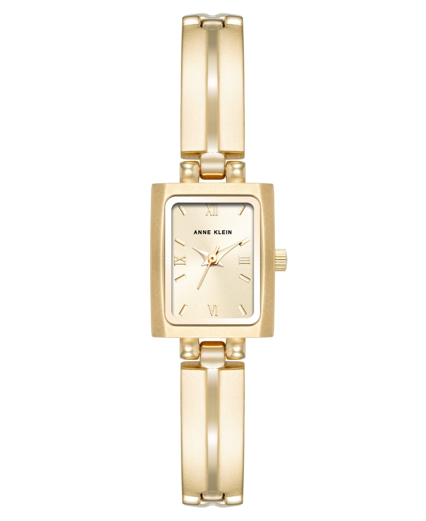 Женские часы Anne Klein Quartz Rectangle Gold-Tone Alloy Metal Bracelet Watch 16mm x 20mm — фото 1