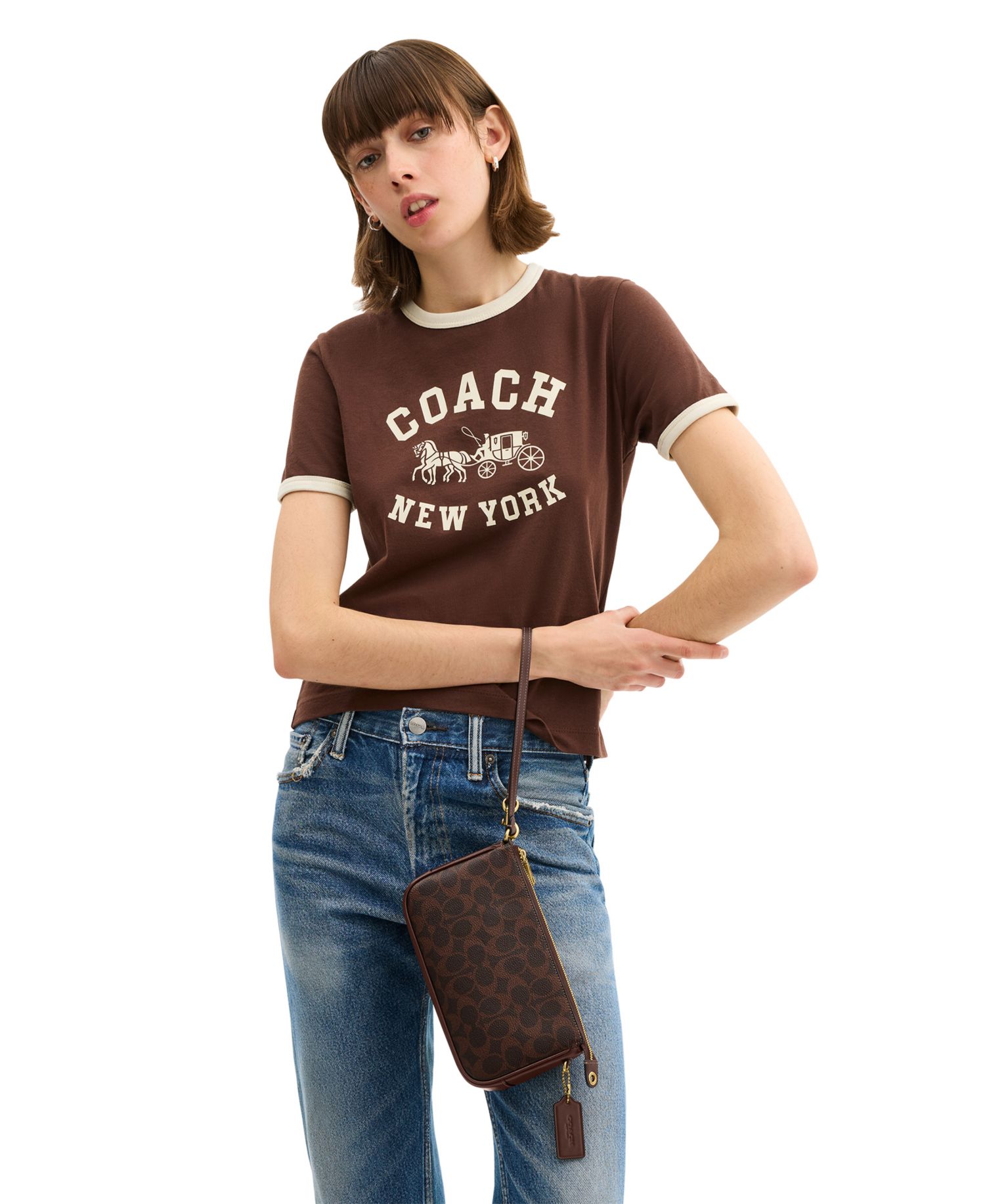 Plaza Small Signature Canvas Slim Shoulder Bag