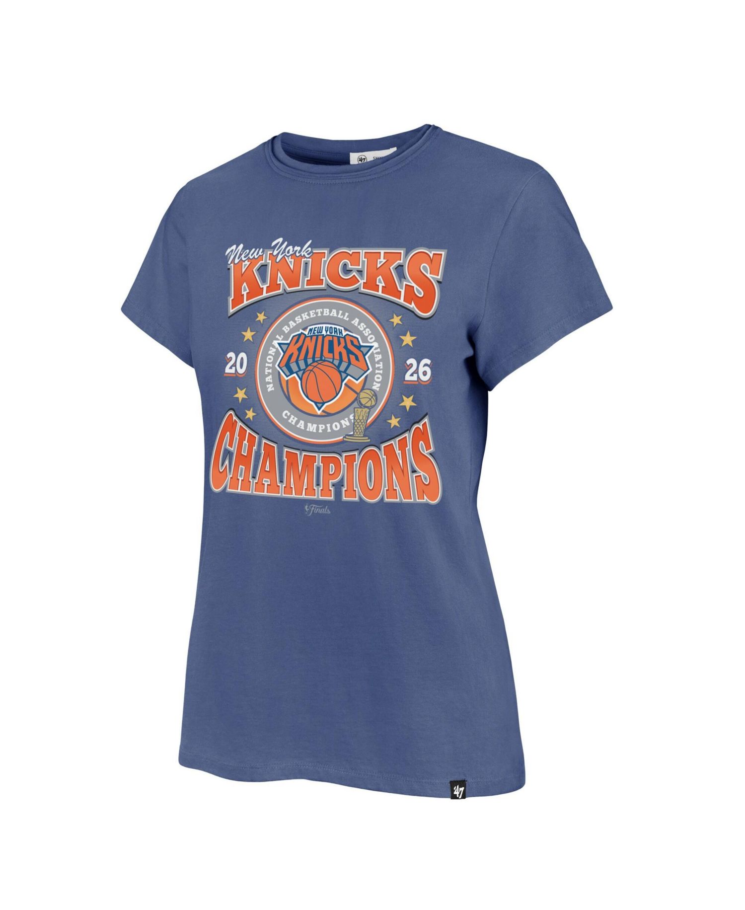 Women's Blue New York Knicks 2026 NBA Finals Champions Frankie T-Shirt
