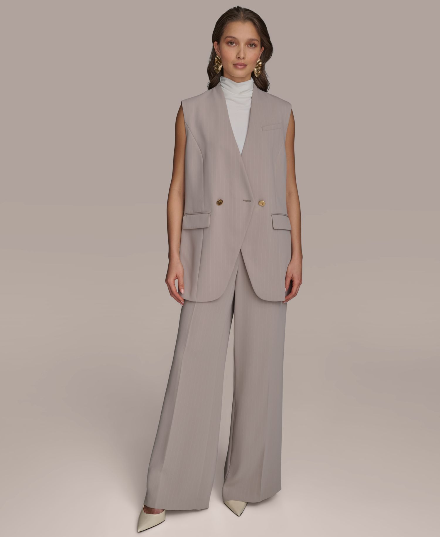 Petite Pinstripe Wide-Leg Pants