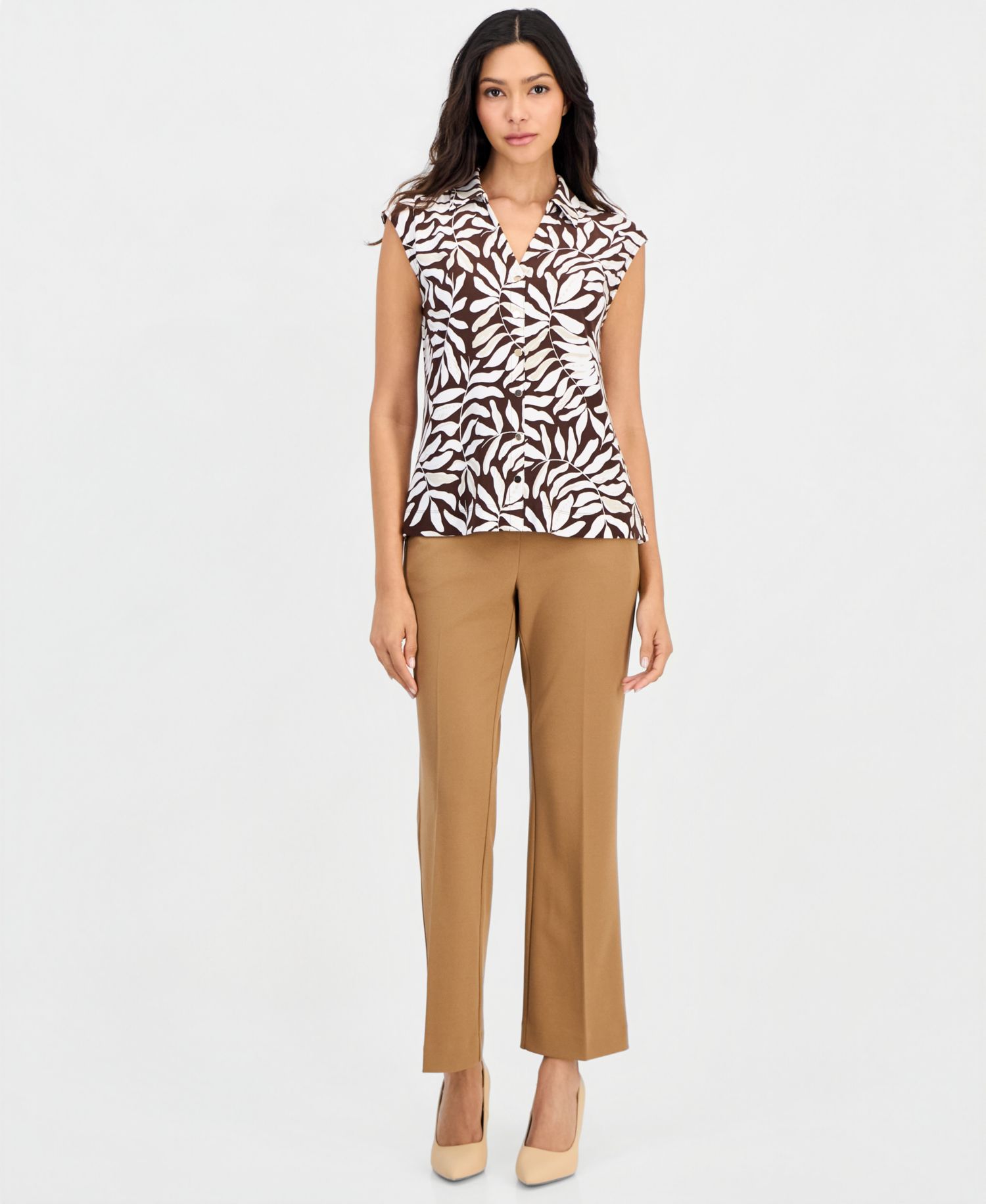 Petite Collared Extended-Shoulder Top