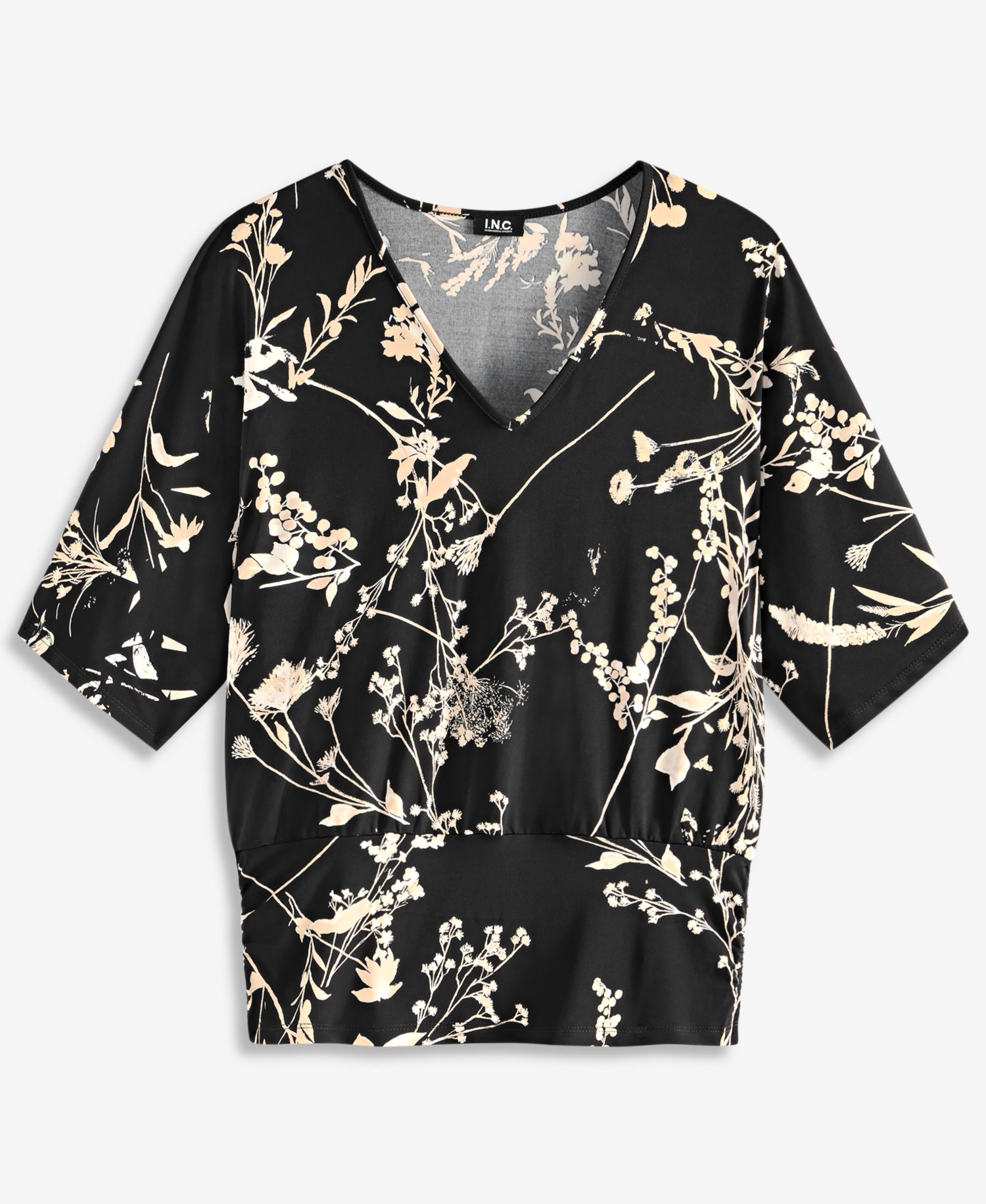 Women's Floral V-Neck Short-Sleeve Blouse