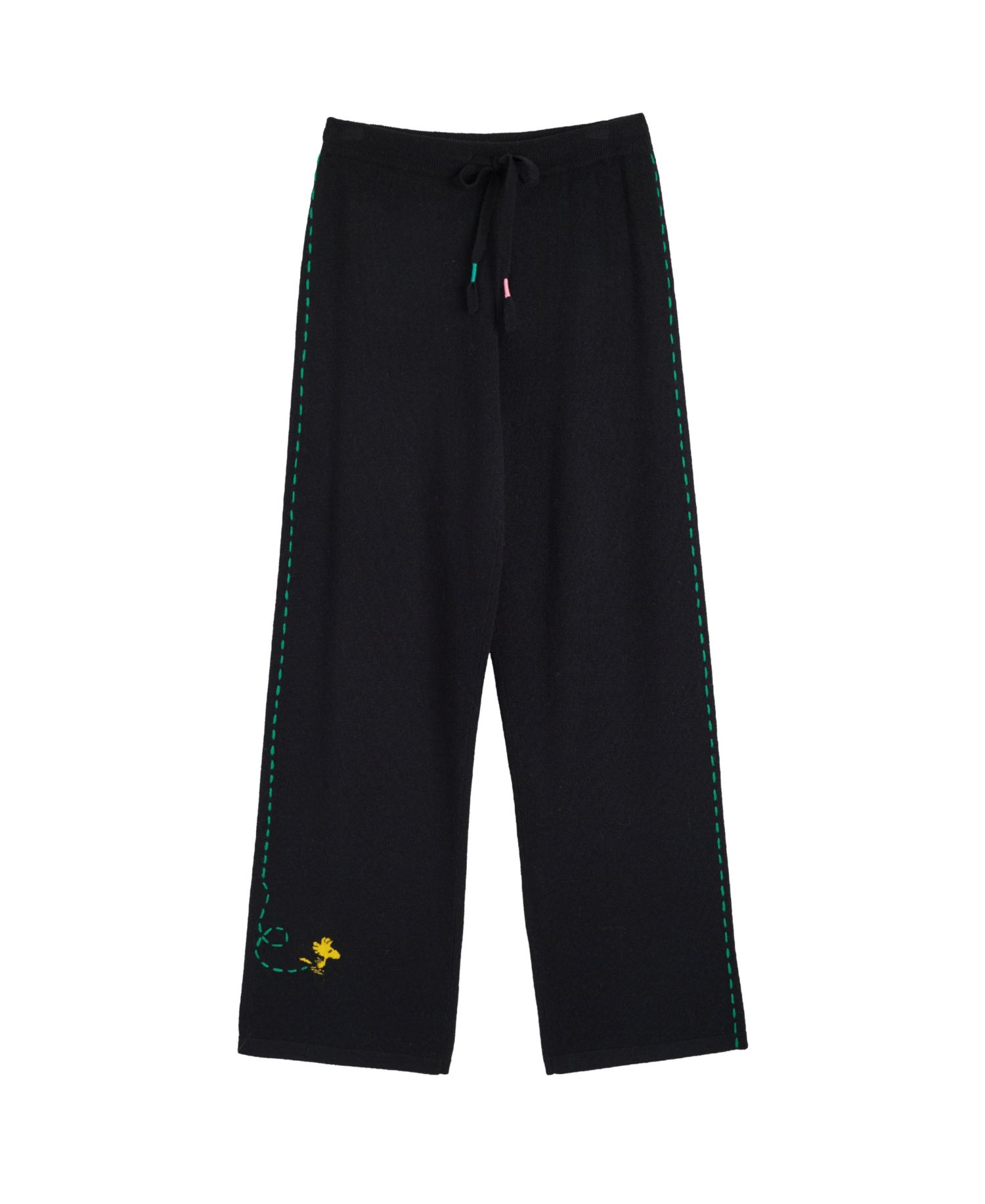 Women's Wool-Cashmere Peanuts Stripe Wide Leg Track Pants