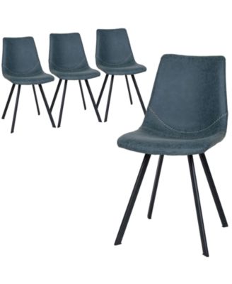 Markley 4-PCS Mid-Century Modern Leather Upholstered Desk Chair for Kitchen, Dining and Office