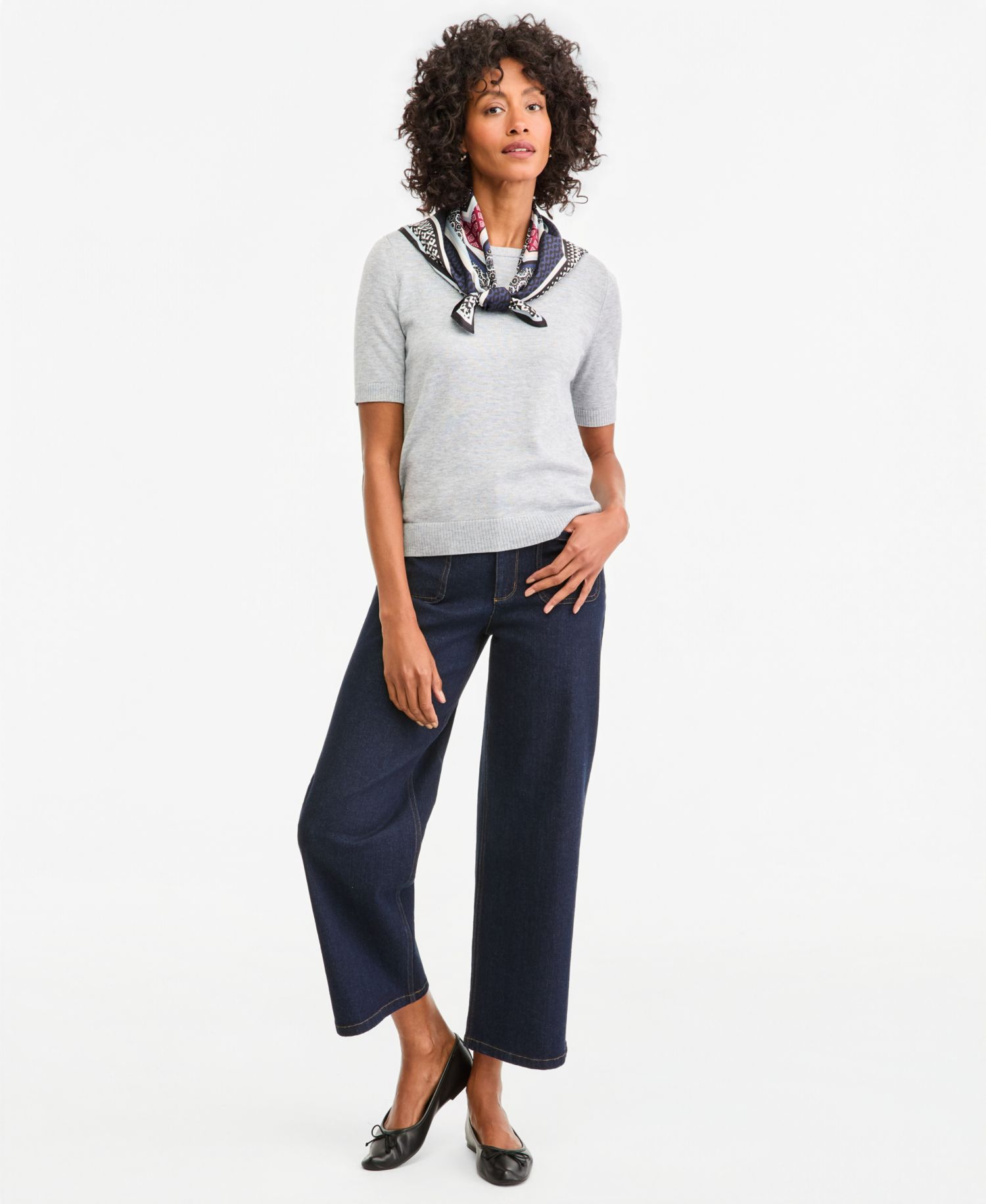 Women's Accent Rib Knit Scarf T-Shirt