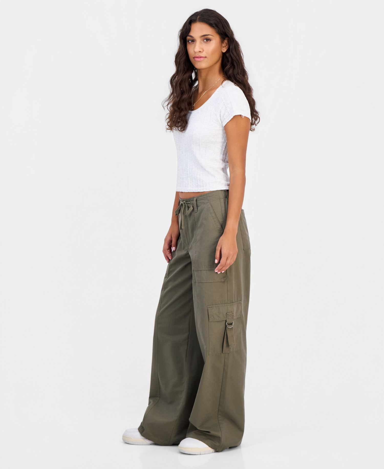 Juniors' Butter Twill Wide-Leg Cargo Pants