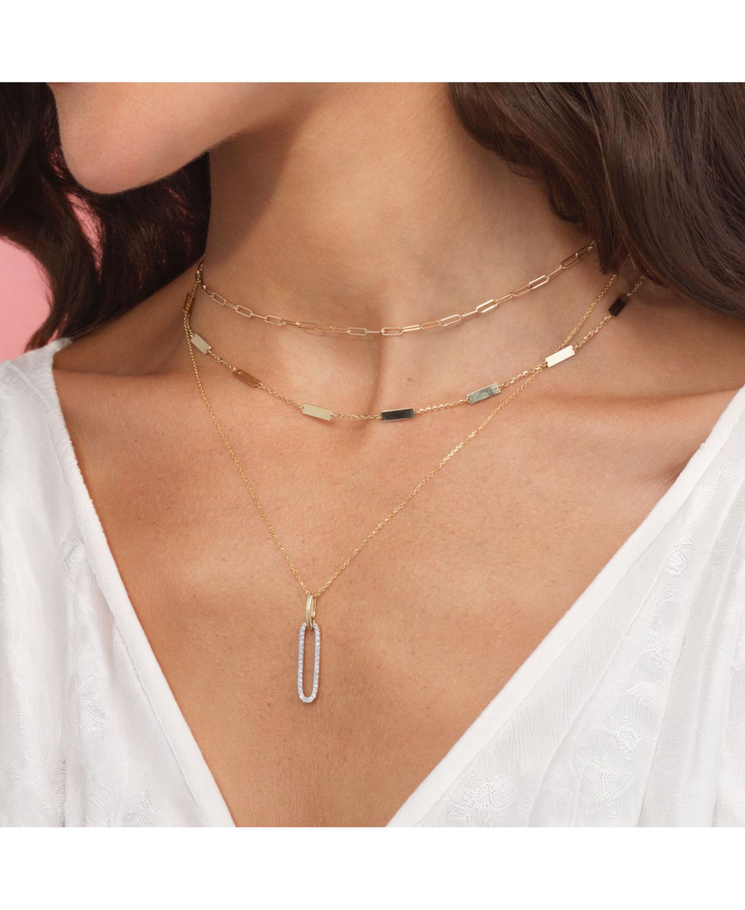 Gold Bar Chain Necklace 14K Gold
