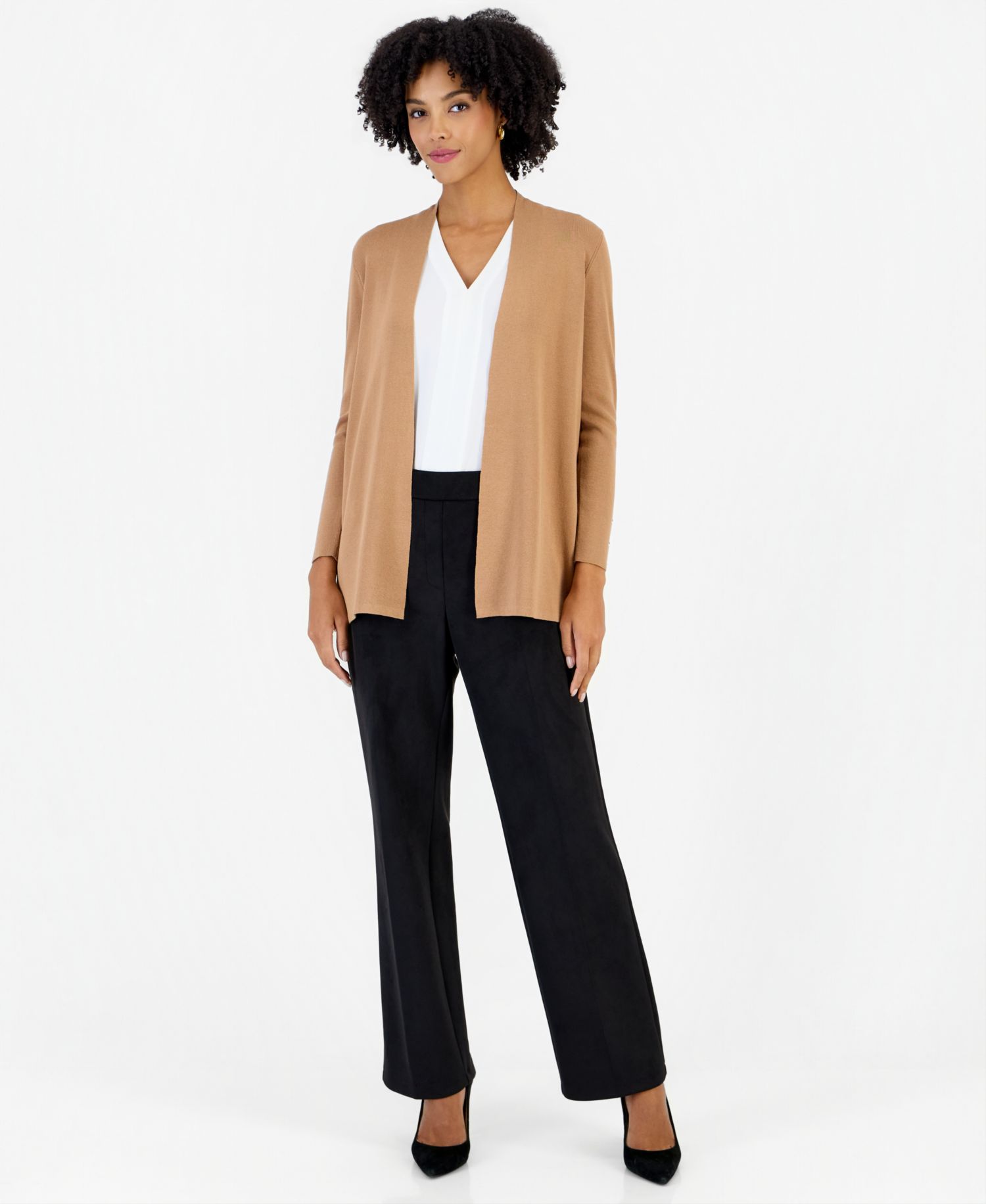 Women's Long-Sleeve Side-Slit Cardigan Sweater