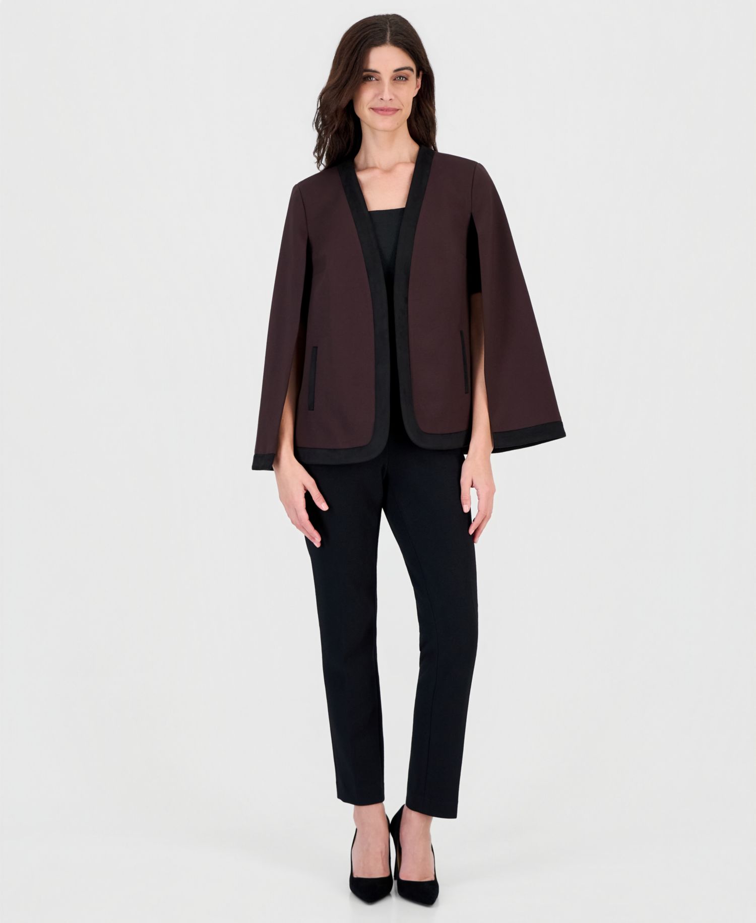 Women's Compression Faux Suede Trim Cape