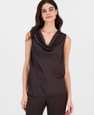 Women's Sleeveless Cowl Neck Draped Blouse