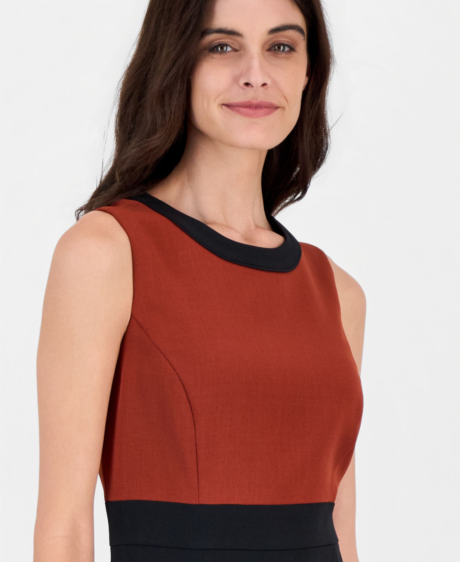 Women's Sleeveless Contrast Bodice Sheath Dress