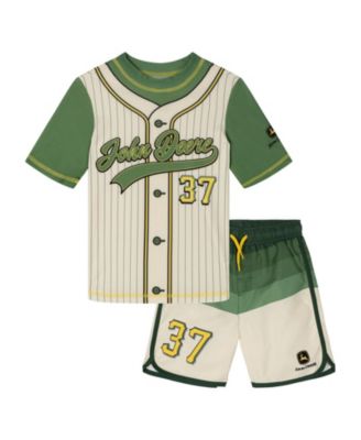 Toddler Boys Baseball Rash Guard and Swim Trunks Set