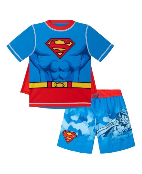 Купальники Justice League Boys Batman Superman Cosplay Rash Guard and Swim Trunks Set