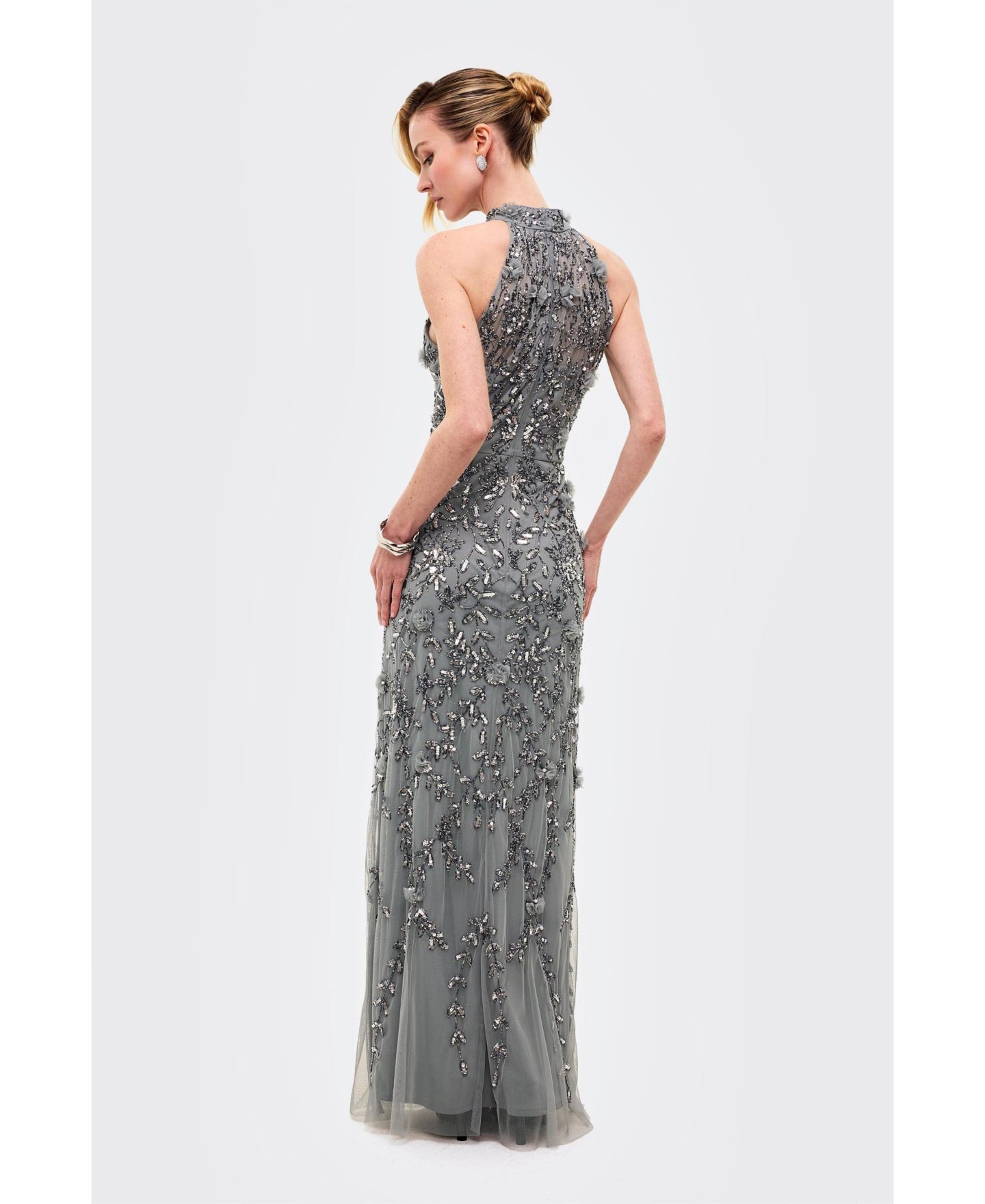 Женское платье BEAUUT Embellished Sequins Halter Neck Maxi, цвет: Зелёный — фото 2