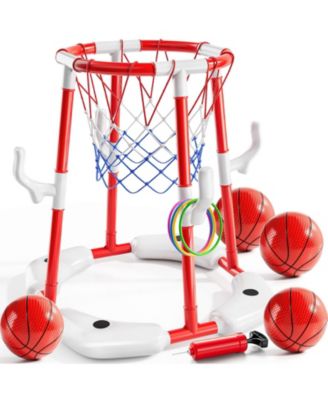 2-in-1 Pool Basketball Hoop Floating Game Set