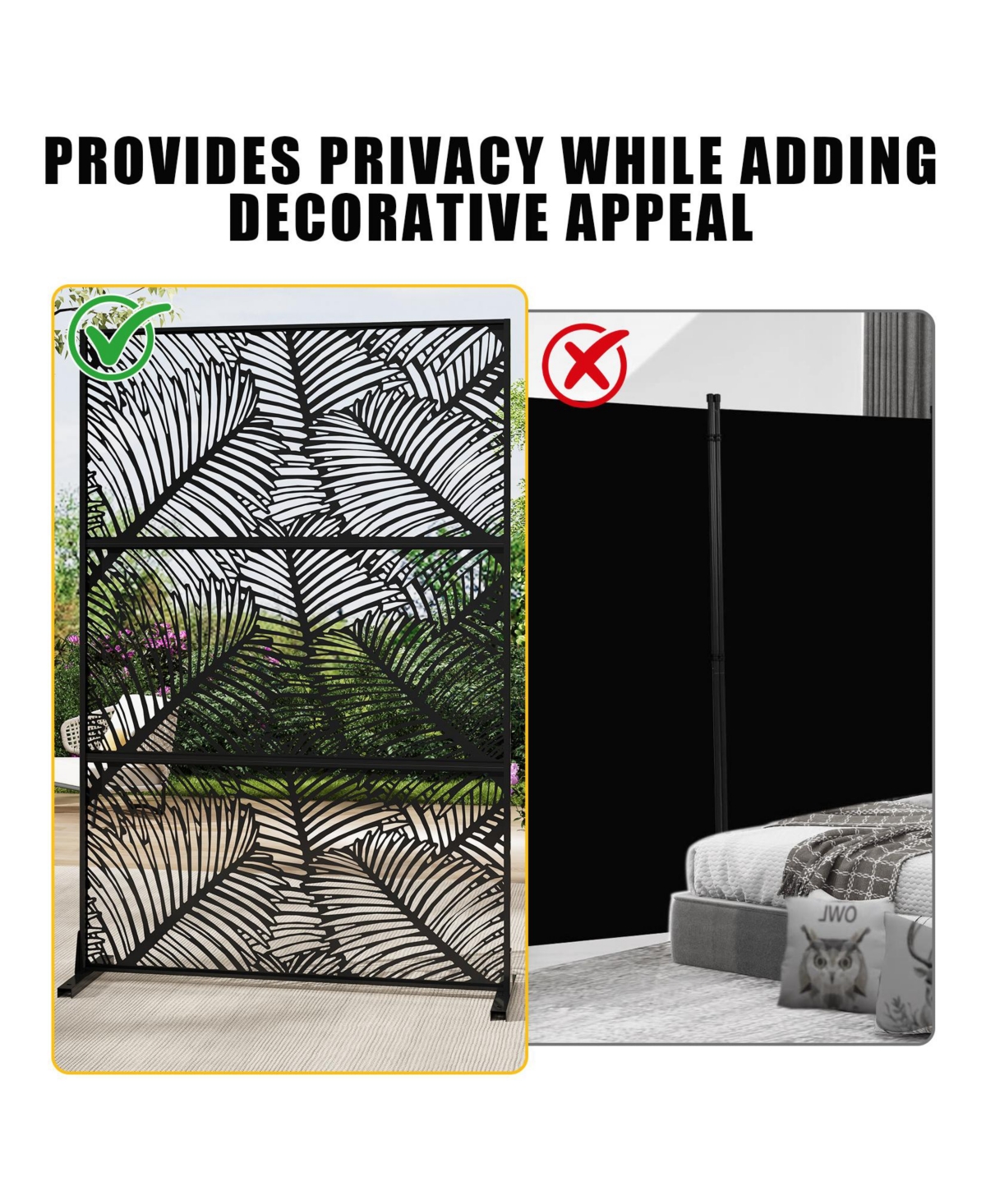 gaomon Freestanding Metal Privacy Screen Chevron Pattern Indoor Outdoor Partition