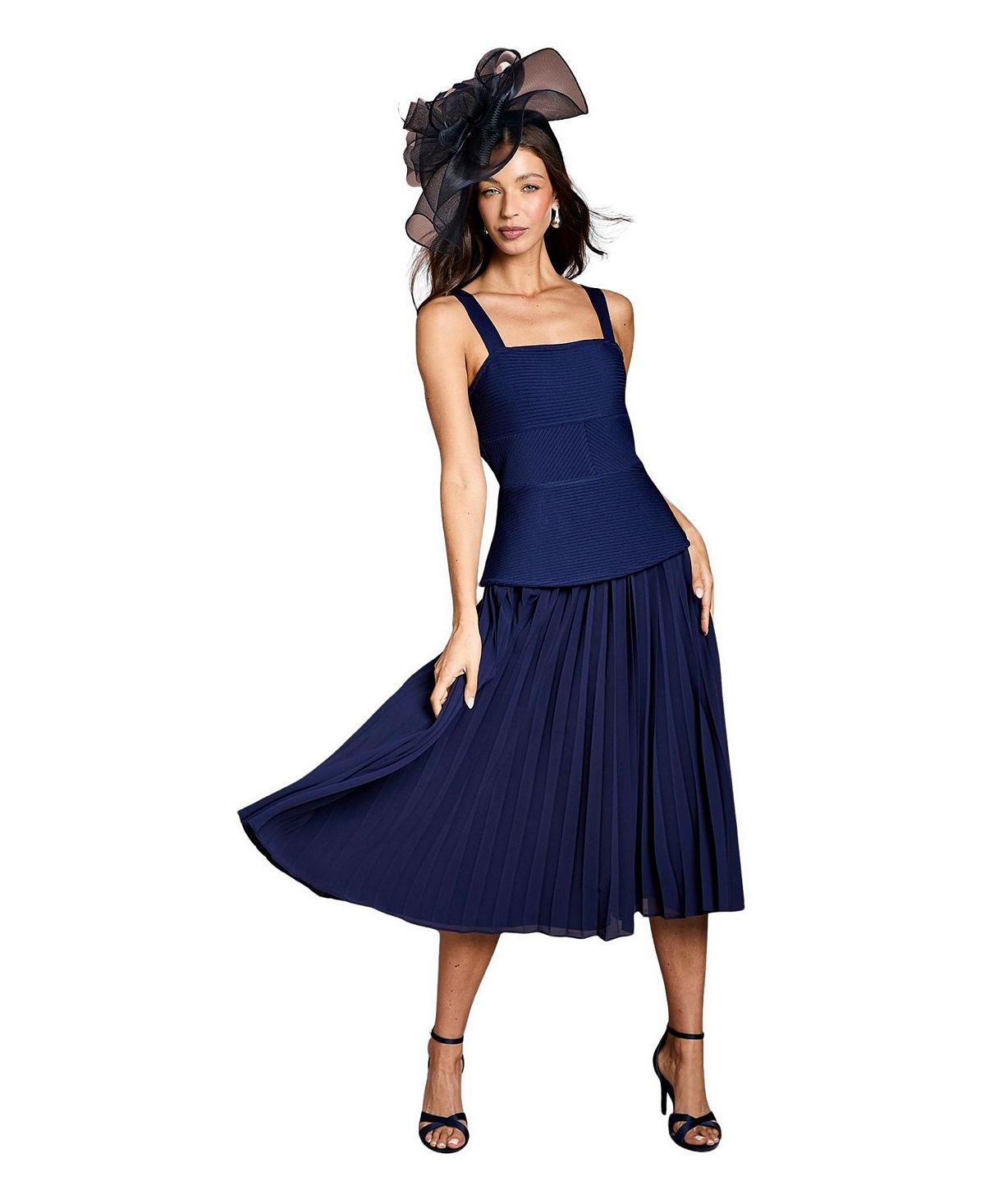 Coast Women's Bandage Square Neck Pleated Midi Dress view 1 — MAYCSS fashion products