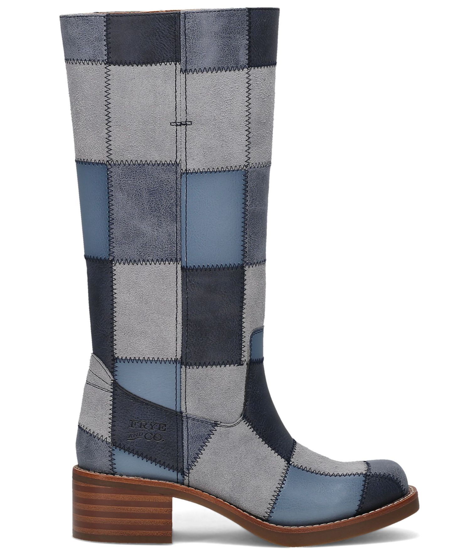 Женские ботинки Frye and Co. Miranda Patchwork Stacked Heel Tall, цвет: Джинсовый — фото 2