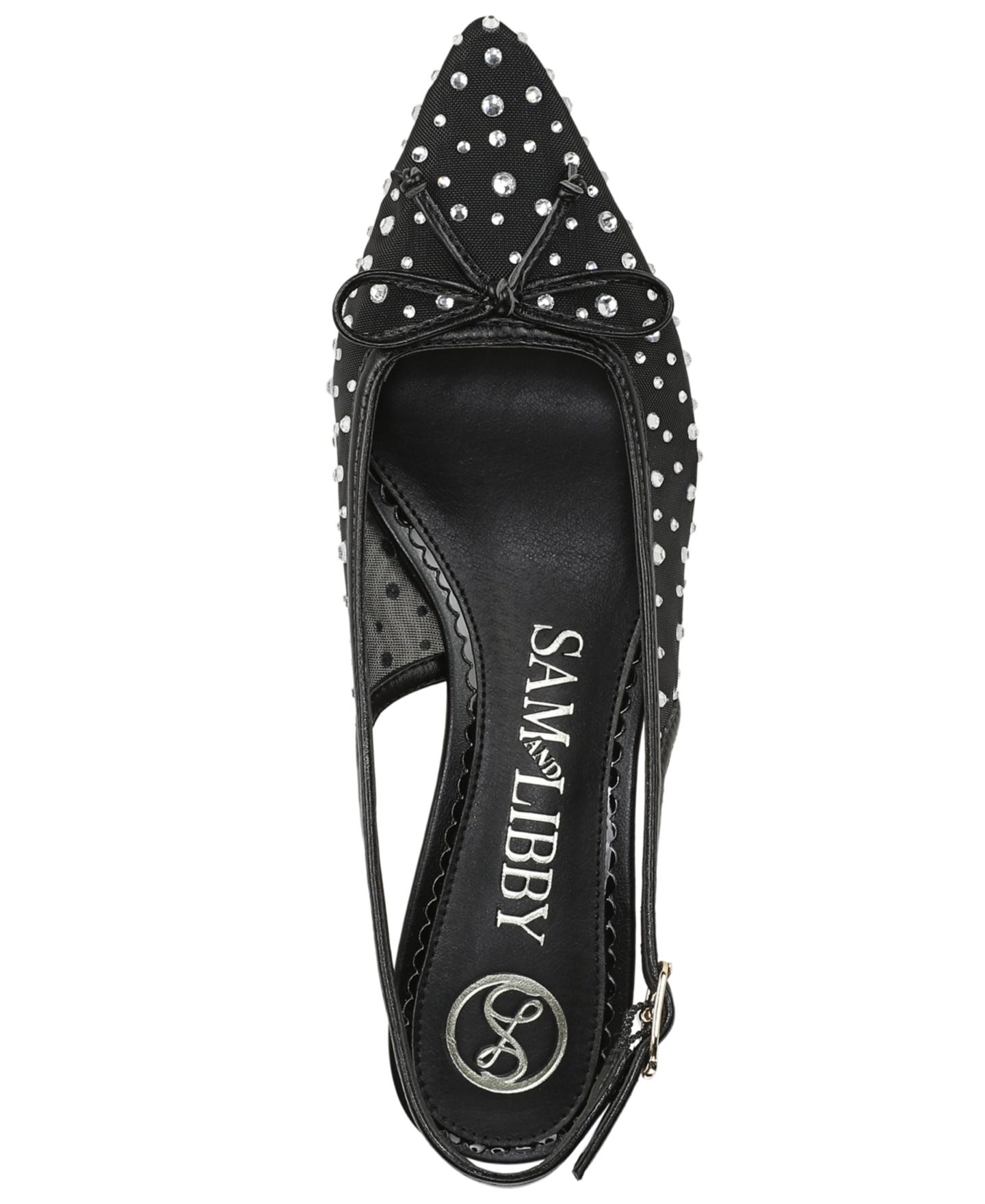 Женские туфли Sam and Libby Everly2 Embellished Mesh Kitten Heel Slingback Pumps, цвет: Чёрный, вариант 1 — фото 4