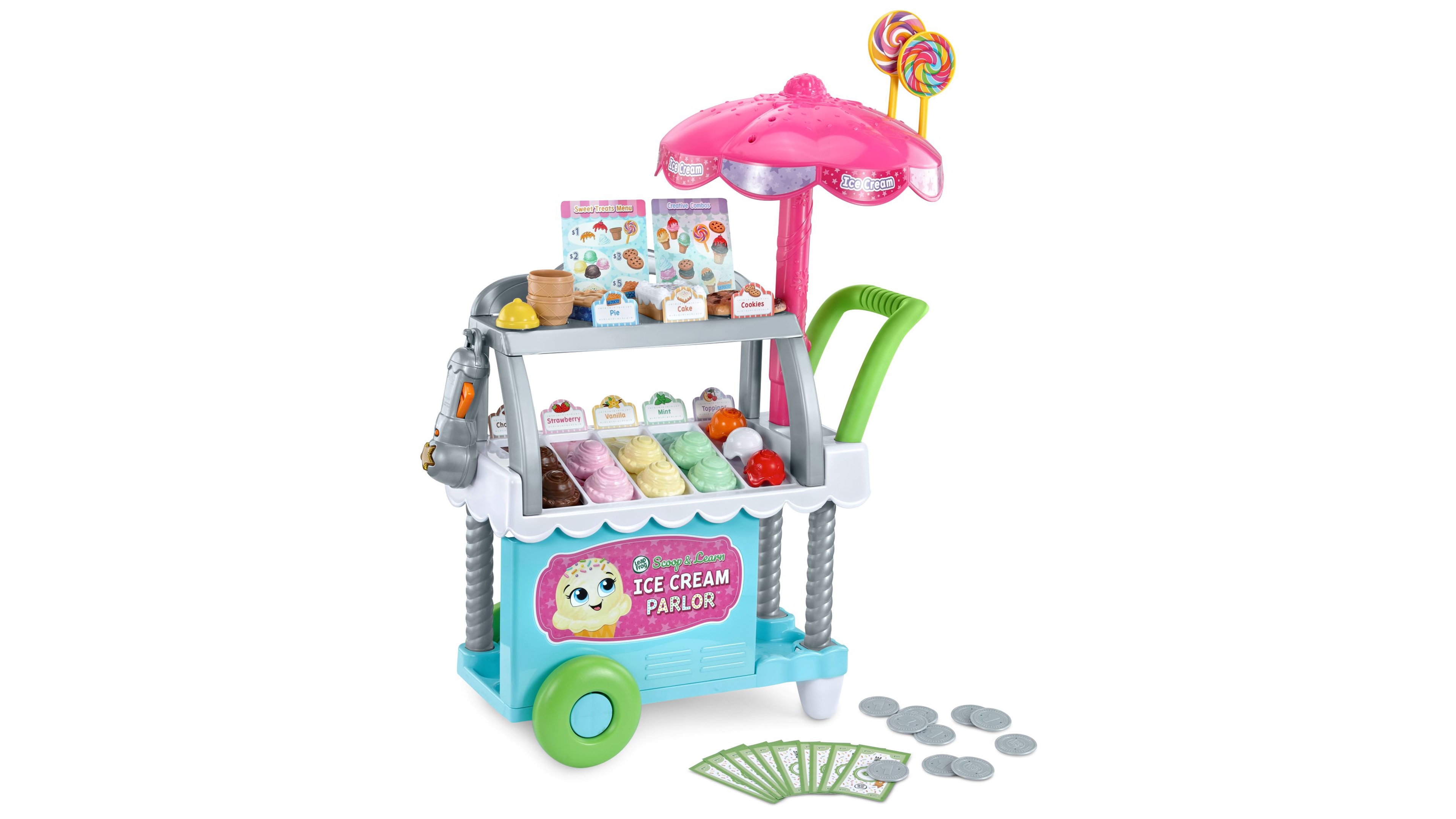 Leapfrog Scoop & Learn Ice Cream Cart 50+ Pieces Role-Play Learning Set, Ages 3+